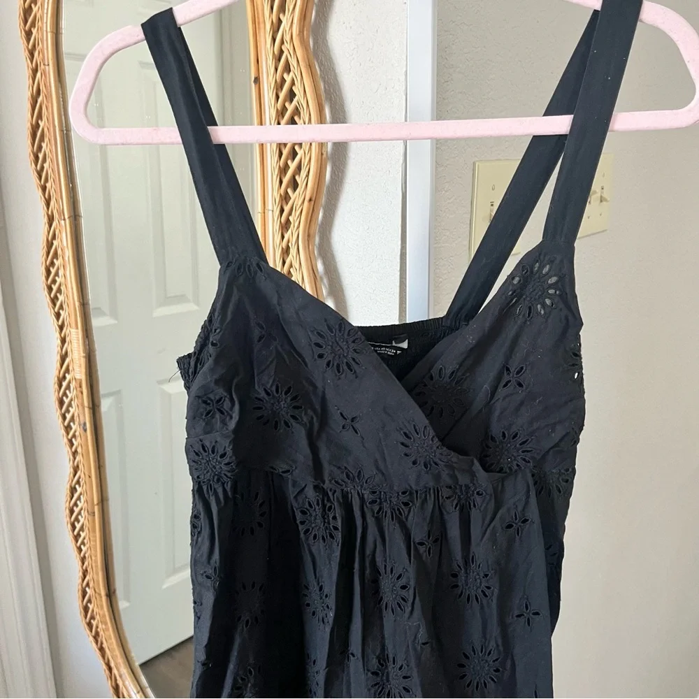 Zara / Cutwork Embroidery Midi Black Dress - Picture 4 of 7